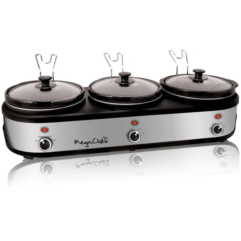 Mega Chef Mega Chef 2.5 Qt. Triple Slow Cooker and Buffet Server