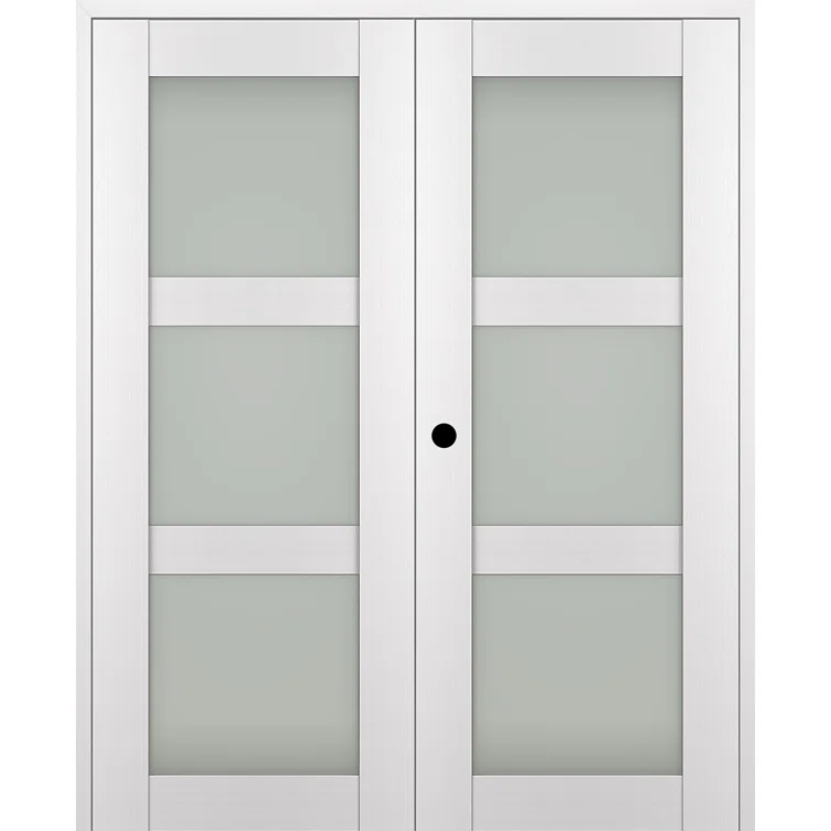 Belldinni Palladio 3 Lite Manufactured Wood and Frosted Glass Interior Double Prehung Door