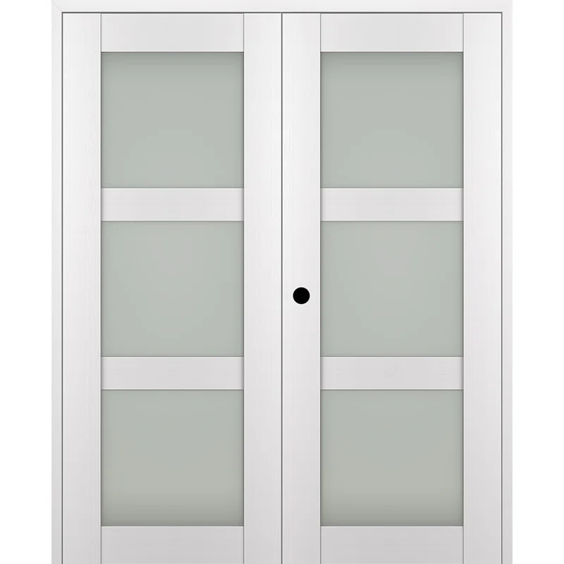 Belldinni Palladio 3 Lite Manufactured Wood and Frosted Glass Interior Double Prehung Door