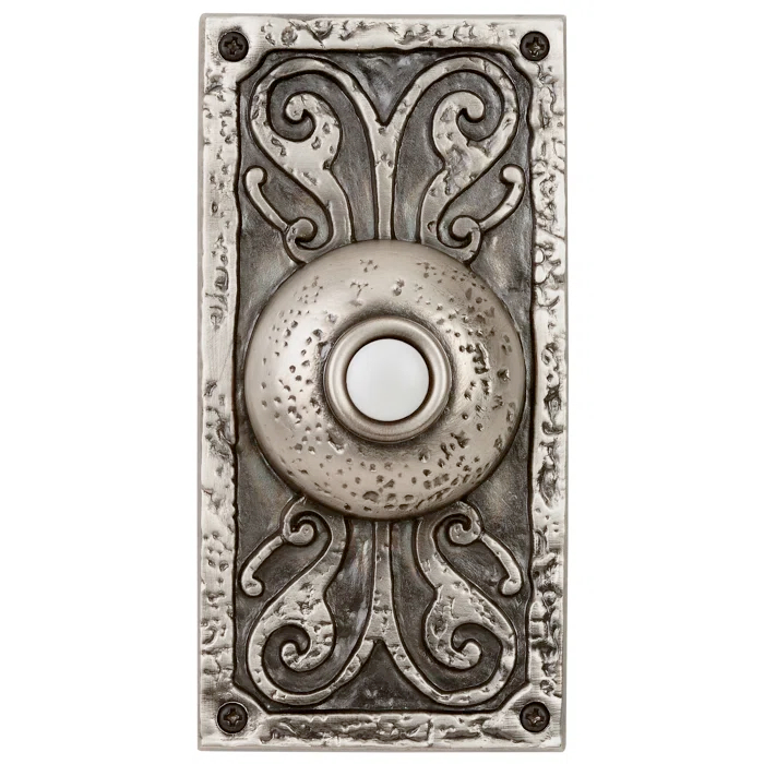 Fleur De Lis Living Pewter Push Button Doorbell
