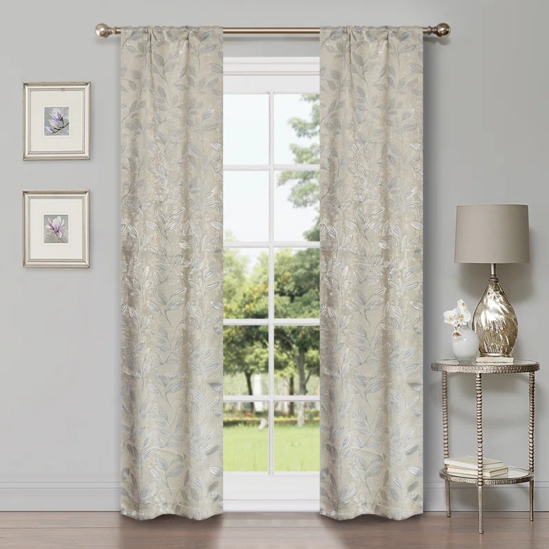 Superior Modern Bohemian Leaves Polyester Machine Washable Room Darkening Blackout Curtains by Superior (Set of 2)