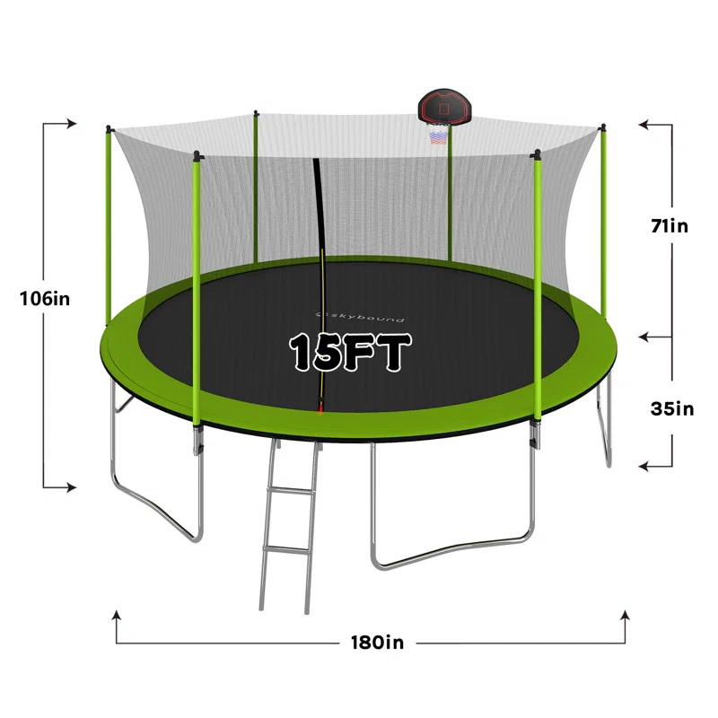 Skybound 15' Round Backyard Trampoline with Safety Enclosure