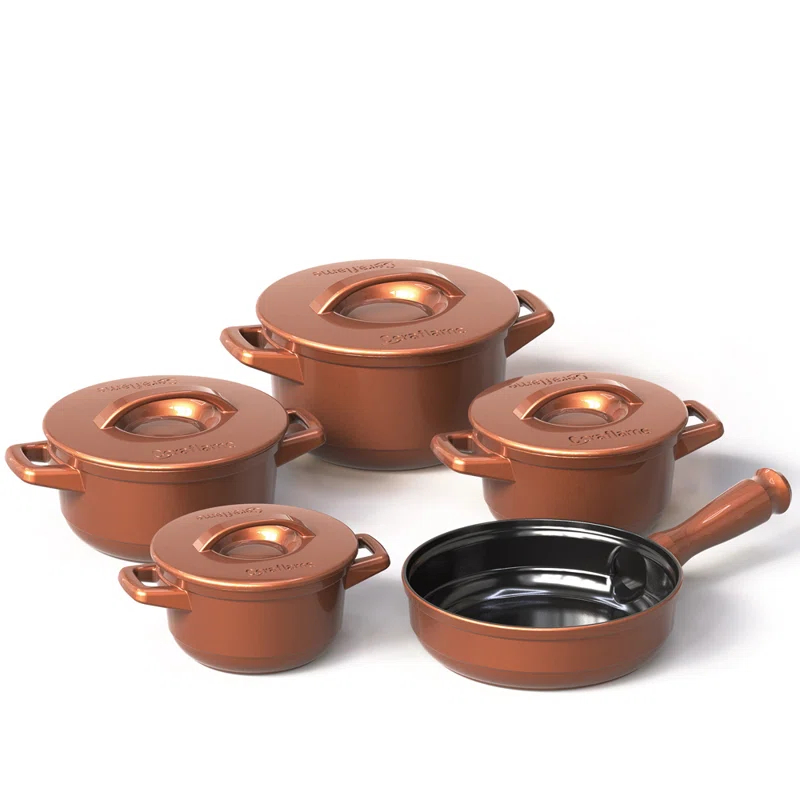CERAFLAME Duo 9 Piece Ceramic Cookware Set - Ceramic Lid