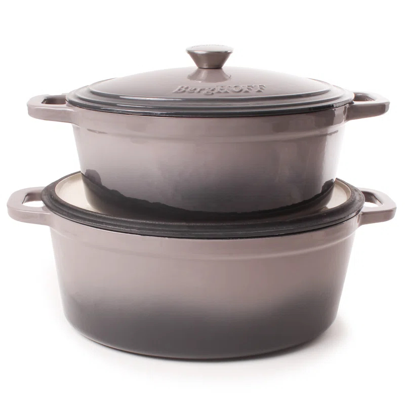 BergHOFF Neo 4Pc Cast Iron Cookware Set with 5Qt. and 7Qt. Covered Dutch Ovens