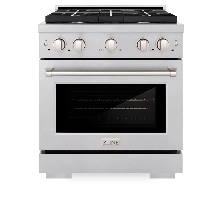 ZLINE Satin ZLINE 30 in. Paramount Gas Range w/ 4 Burners & Convection Oven w/ Door SGRS-30