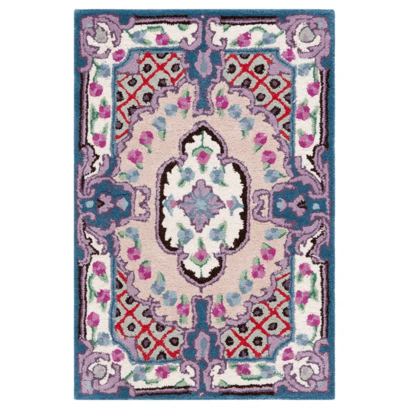 Luxembourg Floral Handmade Tufted Wool Pink/Ivory Area Rug