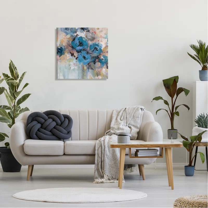 Stupell Industries " Contemporary Blue Flowers Arrangement Impressionist Brushstrokes " by Carol Robinson Painting Print