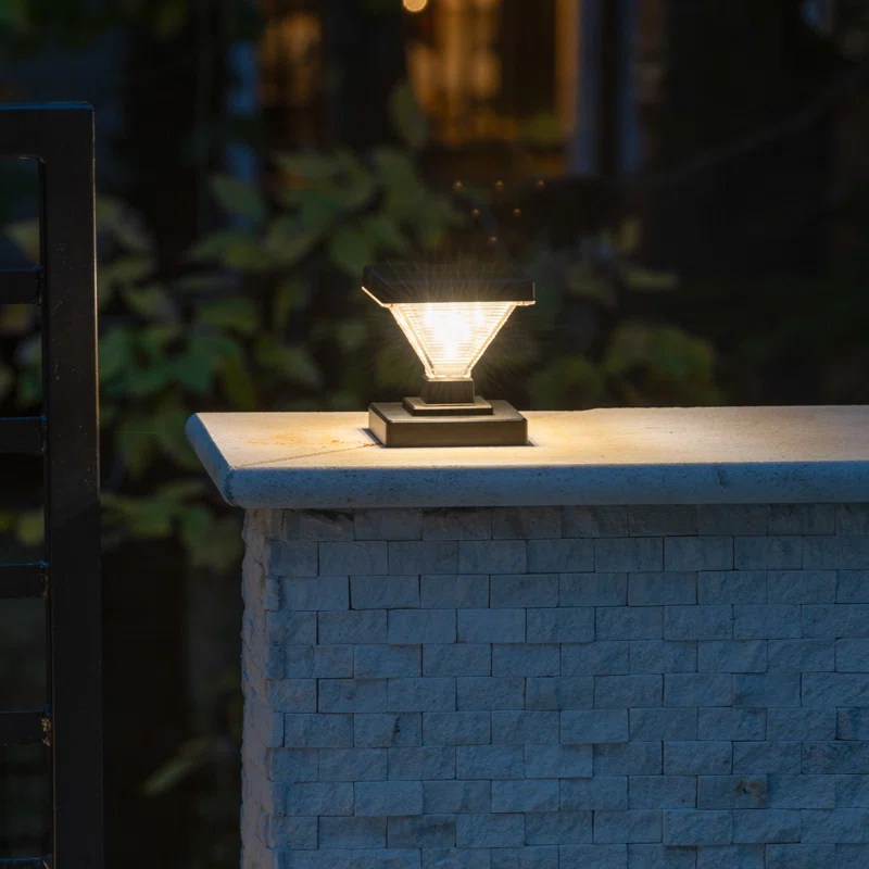 Luxor Black 4x4 and 5x5 Solar LED Deck Post Cap Light with Warm White and Hi/Lo Mode for Backyard and Wood Fence(2-Pack) (Set of 2)