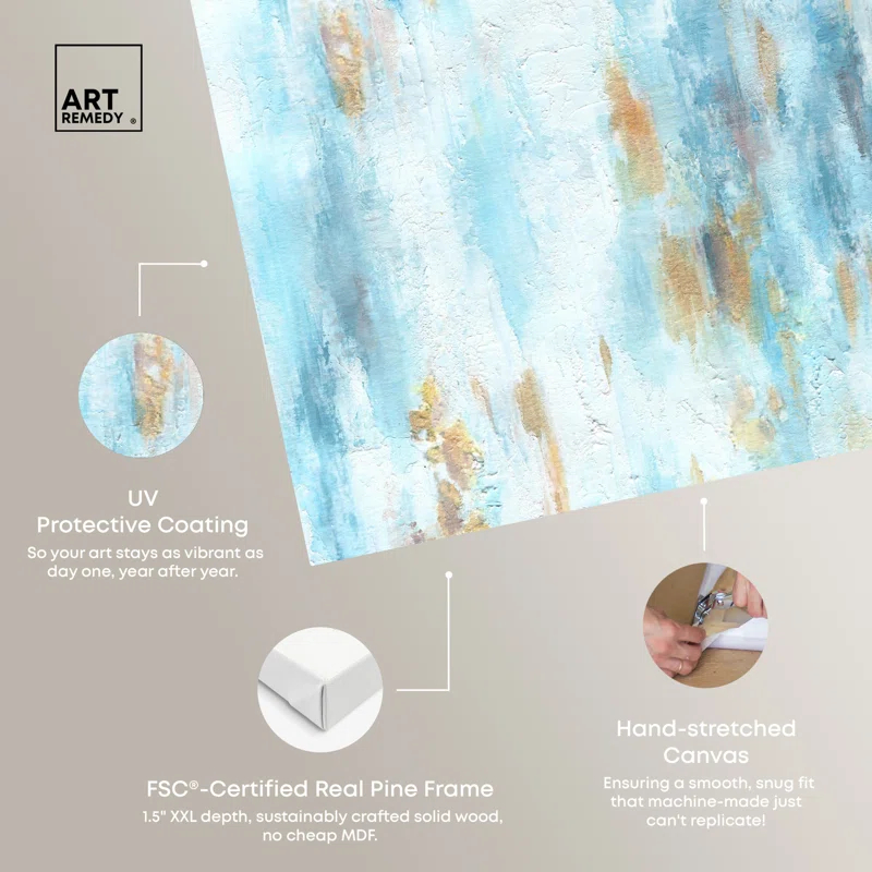 Art Remedy Art Remedy Textured Shades Framed Blue Abstract 1 Piece Canvas Wall Art 57567