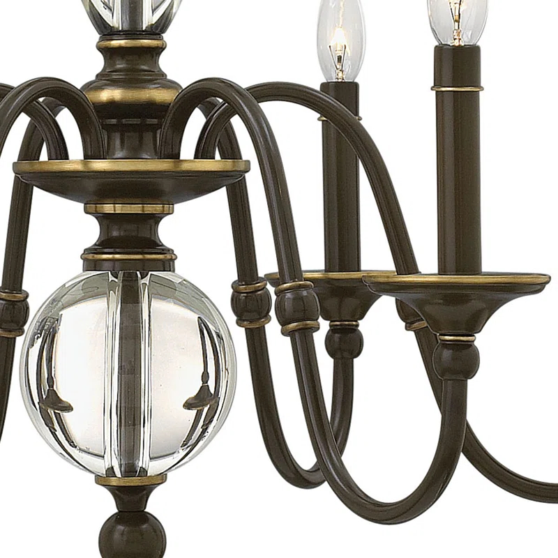 Hinkley Eleanor 6 - Light Candle Style Classic Chandelier with Crystal Accents