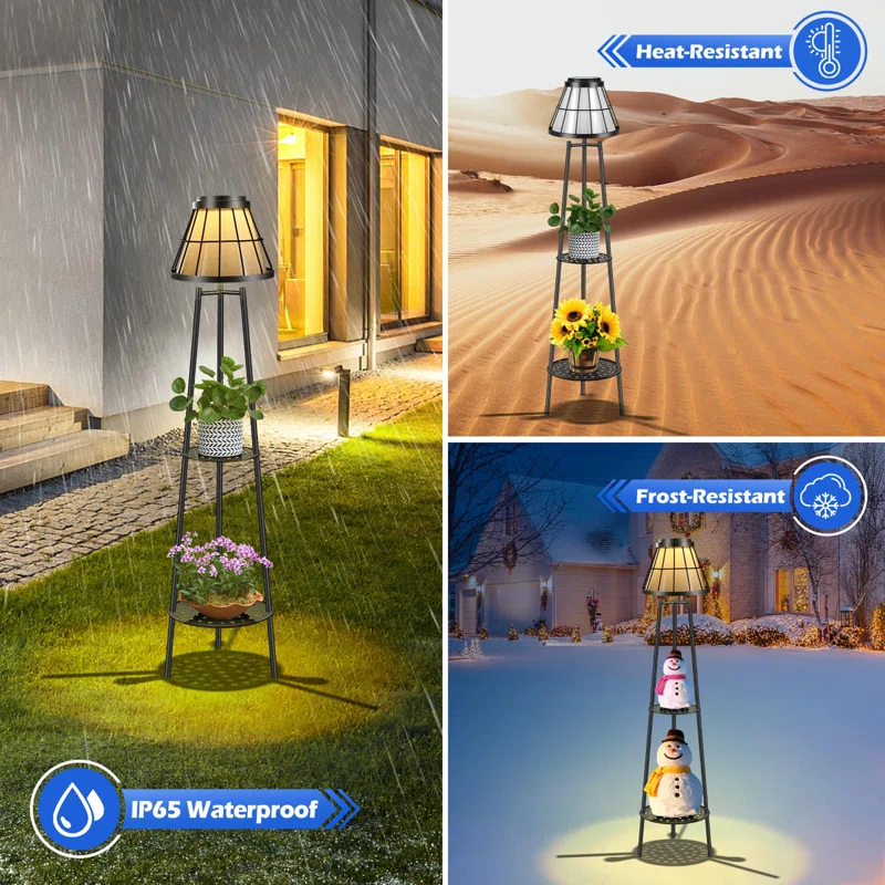 Latitude Run® 2 Pack Outdoor Solar Floor Lamps Waterproof Plant Stand