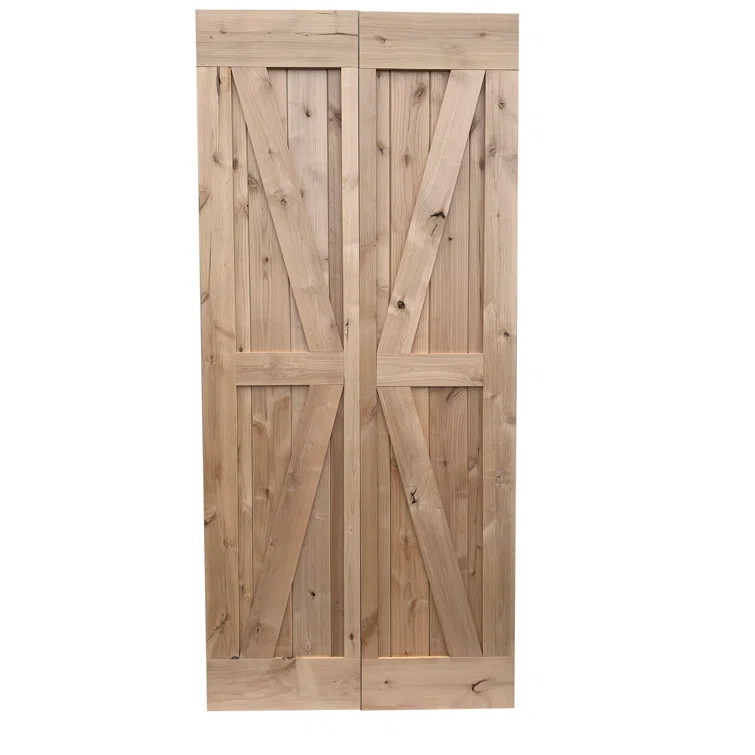 Lubann Paneled Solid Alder Wood Bifold Biparting Barn Door Slab