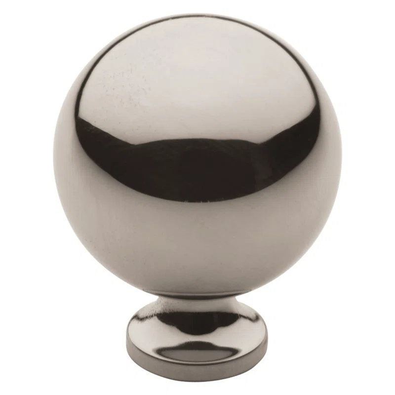 Polished Nickel Round Ball Knob with Mounting Hardware
