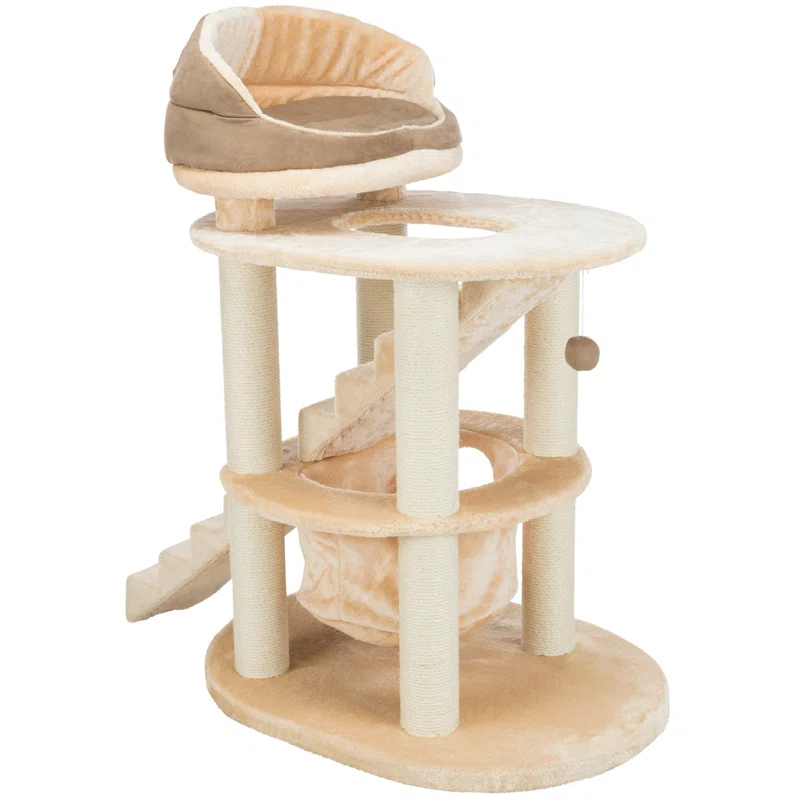TRIXIE Elsa Senior 43.7" Cat Tower, Sisal Scratching Posts, Plush Hammock, Stairs, Top Platform Bed, Dangling Cat Toy