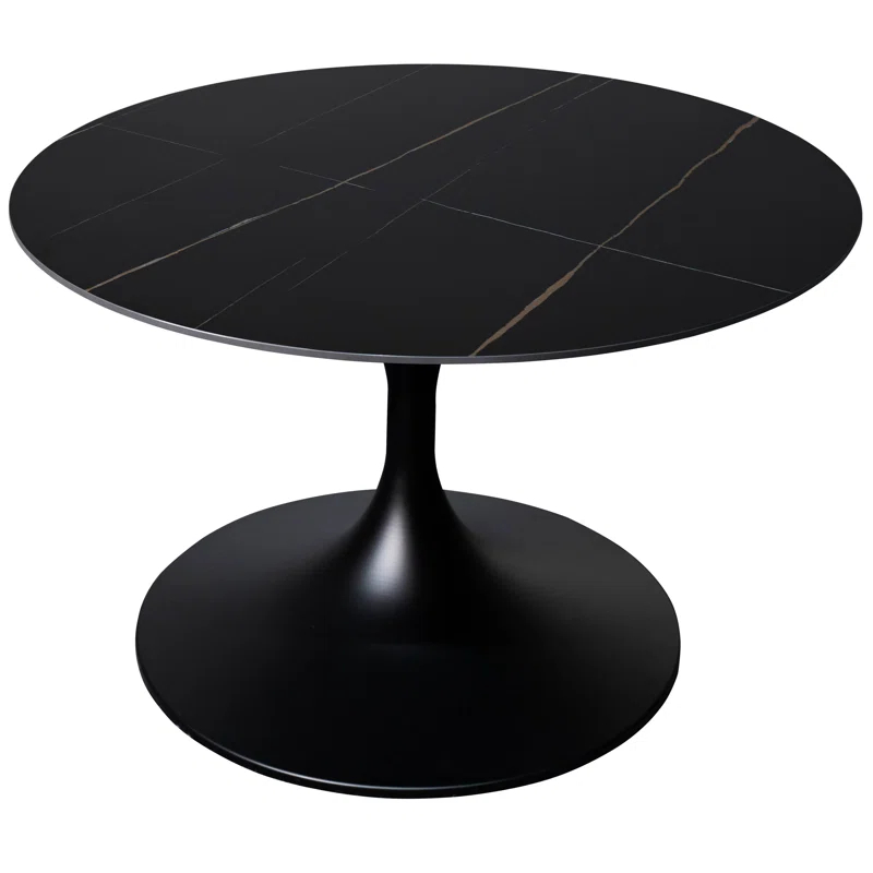 Ivy Bronx 24" Round Coffee Table With Sintered Stone Top And Powder-Coated Stainless Steel Base Sanath Collection
