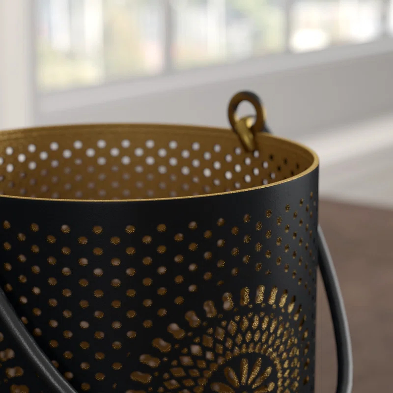 Dakota Fields Set of 3 Decorative Floral Cut-Out Pillar Candle Lanterns 12.5"