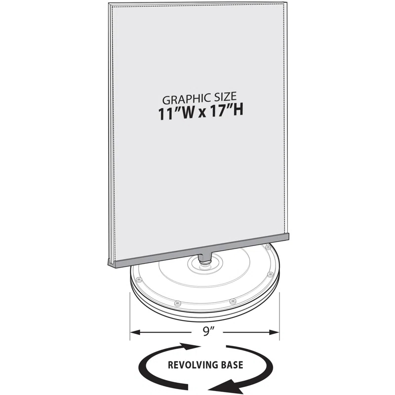 Azar Displays Two Sided Revolving Acrylic Sign Holder: 11"W x 17"H, 2-Pack (Set of 2)