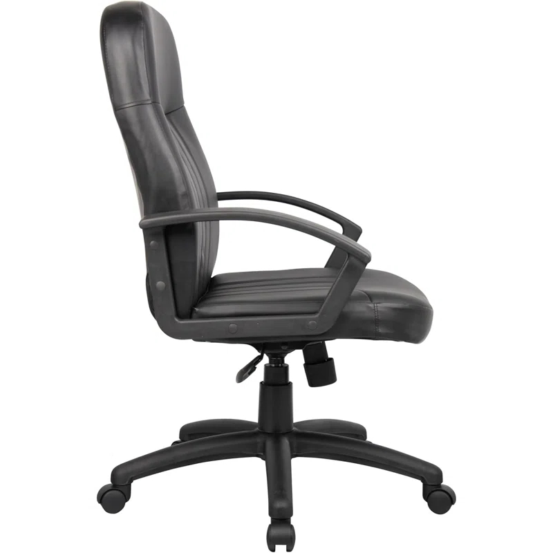 Executive Leather Budget Chair Black - Boss Office Products: Swivel, Lumbar Support, 250lb Capacity