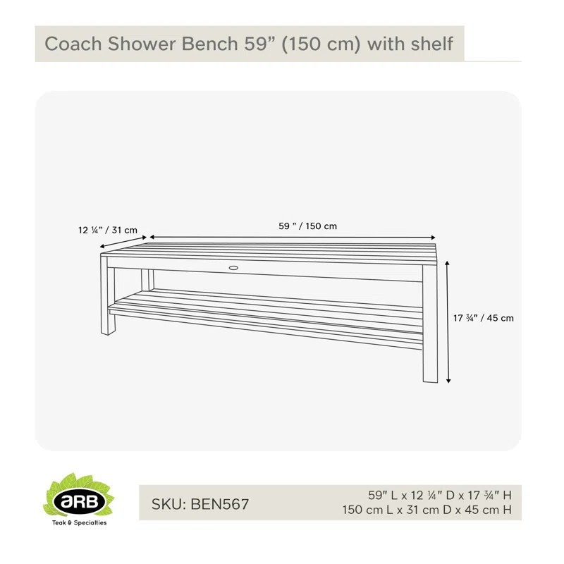 ARB Teak & Specialties Teak Shower Bench