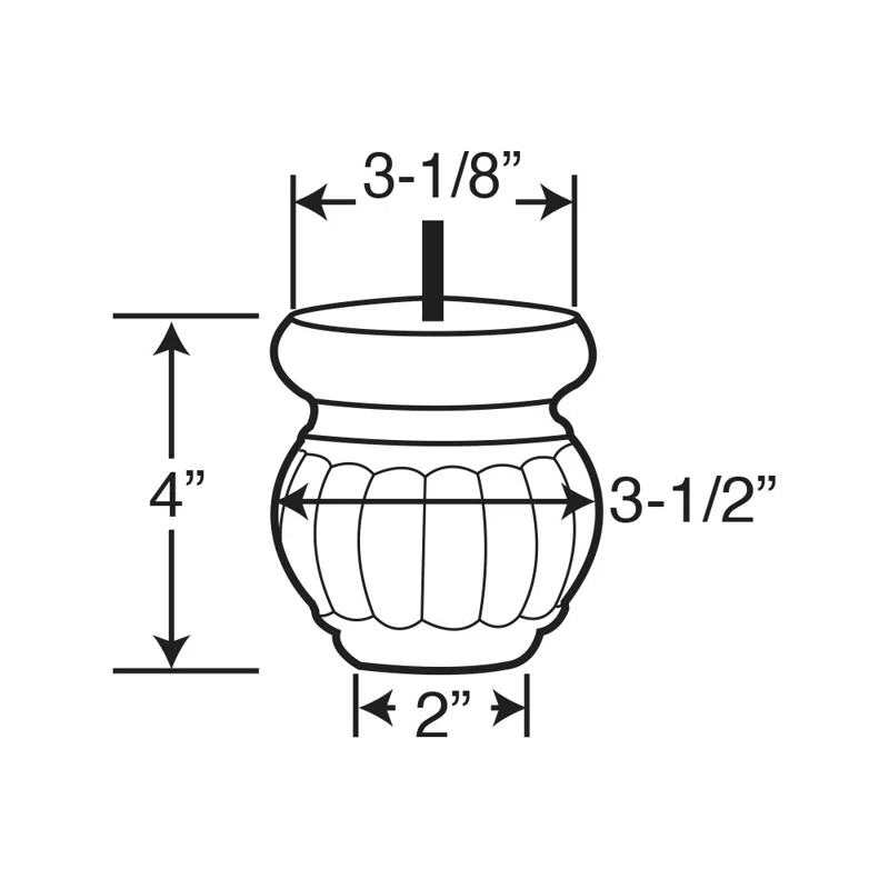Outwater 4in H x 3-1/2in Diameter Stained Espresso Solid Hardwood Bun Foot Leg Pack of 4