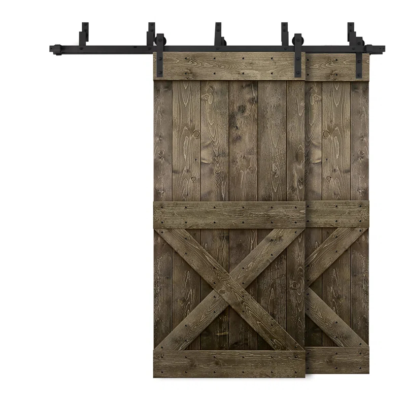 Calhome 84'' Solid Wood Paneled Painted with Installation Hardware Kit Barn Door