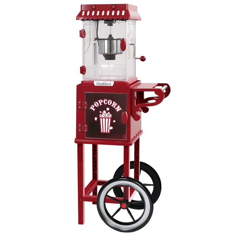 West Bend West Bend Compact Popcorn Machine and Cart, 10-Cup Capacity