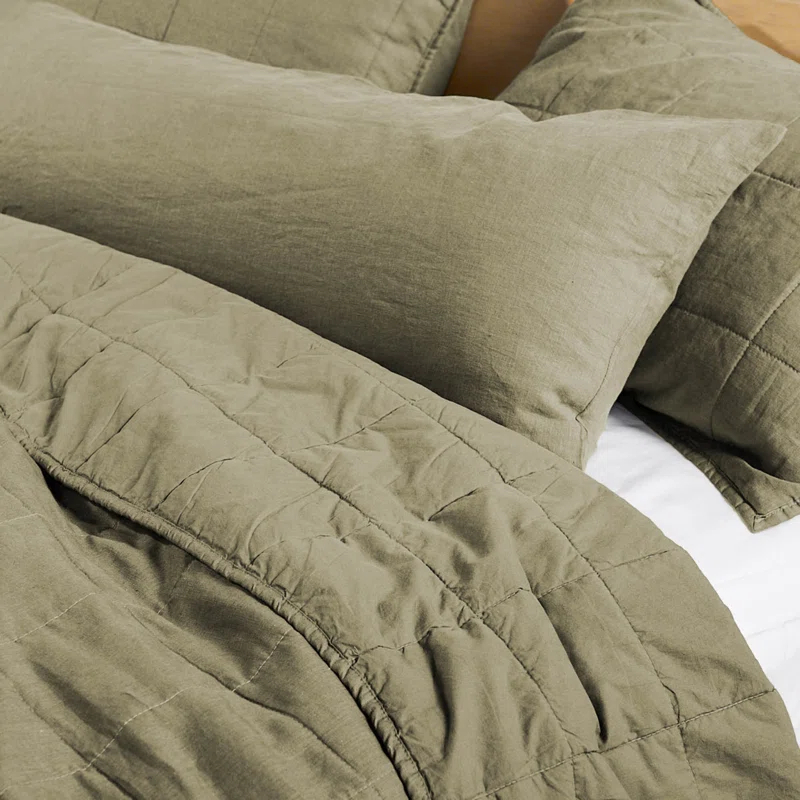 BOKSER HOME French Linen Box Stitch Quilted Sham Set