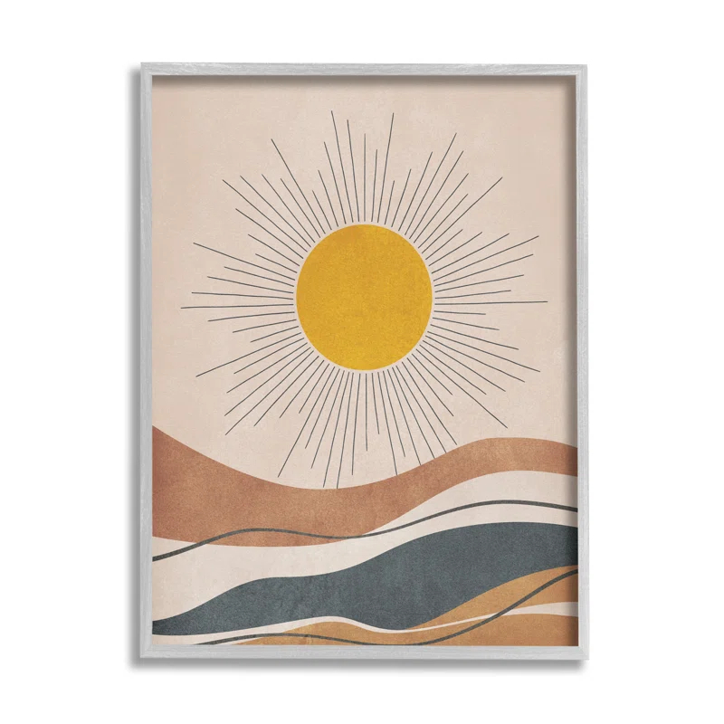 Stupell Industries " Abstract Sun Shining Desert Brown Lines " by JJ Design House LLC