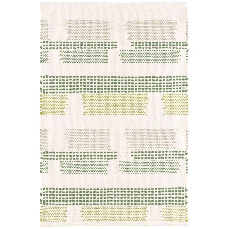 Dash and Albert Rugs Kit Kemp x Annie Selke Tread Lightly Green Handwoven Cotton Rug