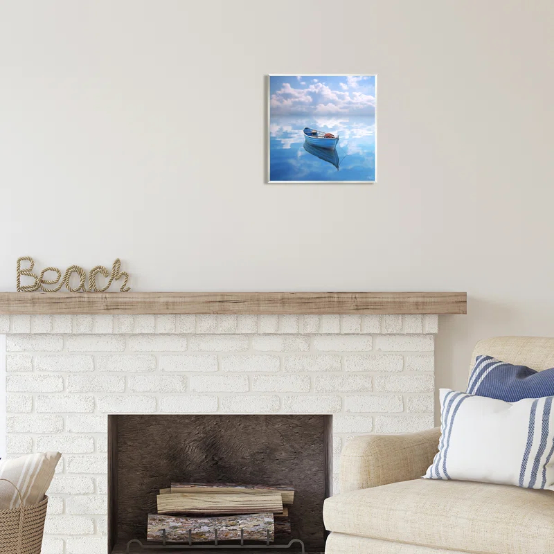 Stupell Industries Bb-420-Wood " Lone Boat On Cloudy Sea " by RB