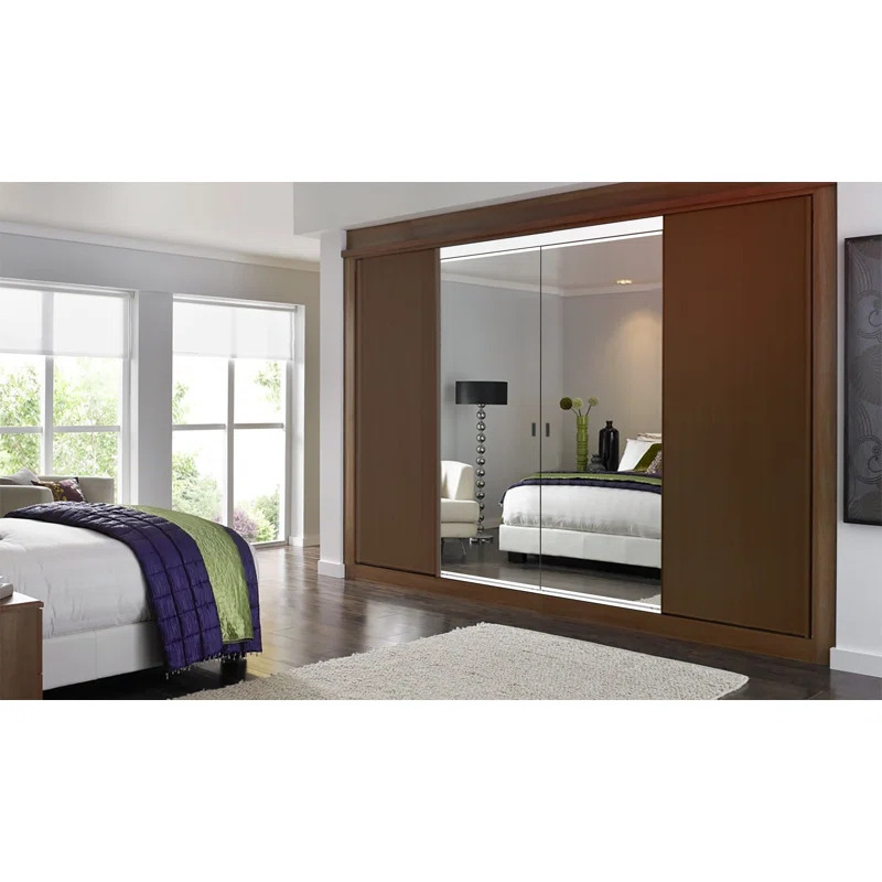 80'' Solid + Manufactured Wood Mirrored Sliding Closet Doors