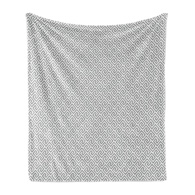 Ambesonne Geometric Fleece Throw Blanket Monochrome Pattern Lines Pale Grey White