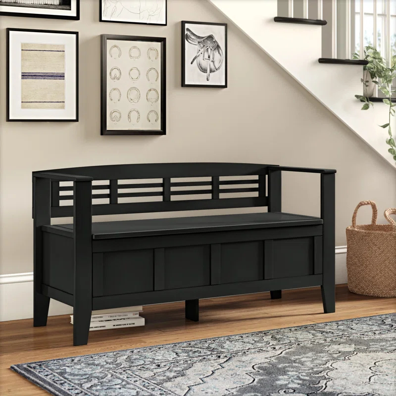 Simpli Home Adams Solid Wood Entryway Lift Top Storage Bench