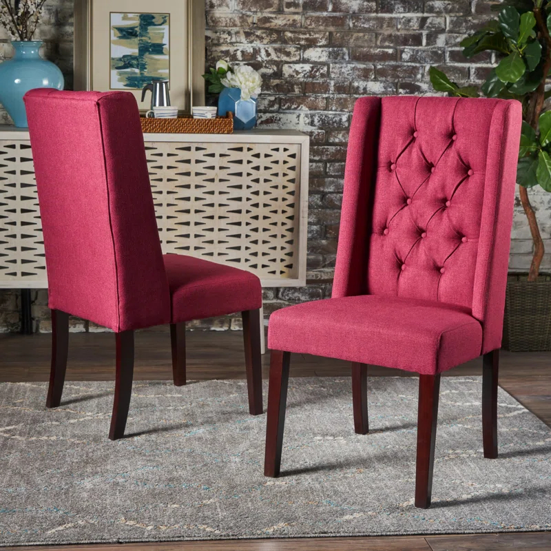 Wildon Home® Elegant Tufted Design Upholstered Dining Chairs Set of 2