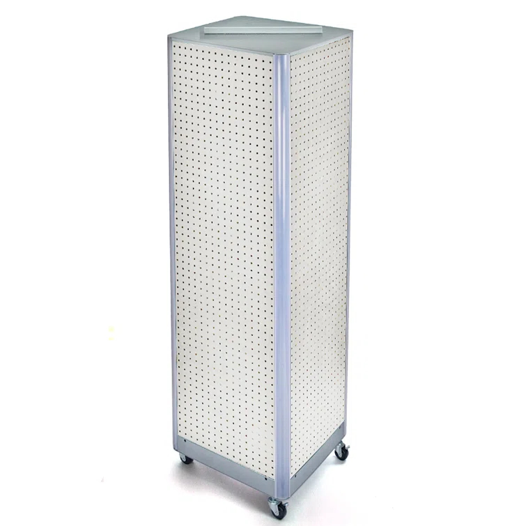 Azar Displays Four-Sided Pegboard Tower Floor Display on Wheeled Base. Panel Size: 16"W x 64.25"H