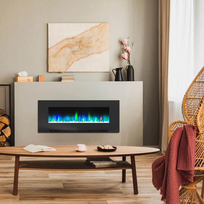 Cambridge Cambridge Wall Mount Electric Fireplace Heater with Remote Control for Indoor Use in Living Room, Bedroom, Home Office