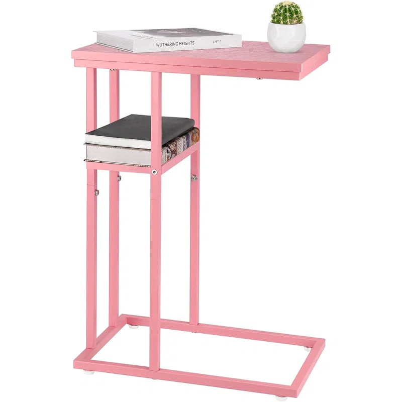 C Shaped End/ Side Table for Couch and Bed, Small Spaces, Living Room, Bedroom, Rustic Snack Table