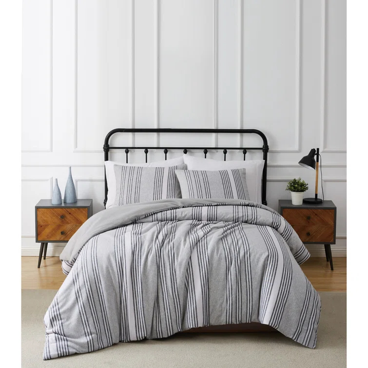 Truly Soft Kiel Stripe Flannel Flannel Striped Duvet Cover Set
