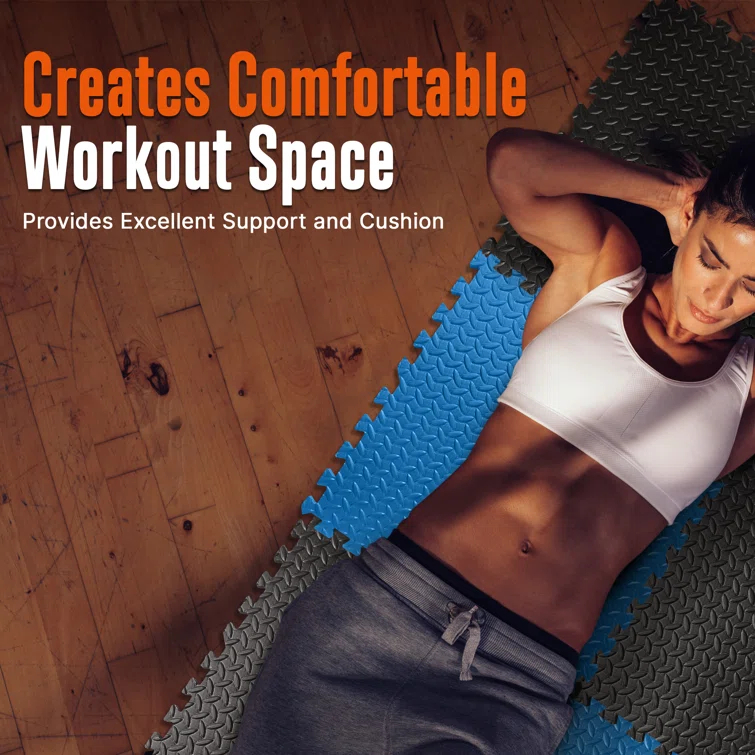 SereneLife Thick Puzzle Exercise Mat, EVA Foam Interlocking Tiles Protective Flooring for Gym Equipment and Cushion (Set of 6)
