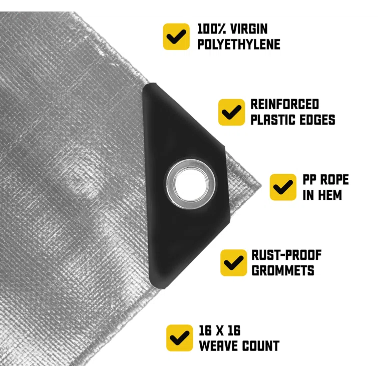 Core Tarps 18 ft. x 24 ft. 5 Mil Heavy Duty Polyethylene Tarp, Waterproof, UV Resistant