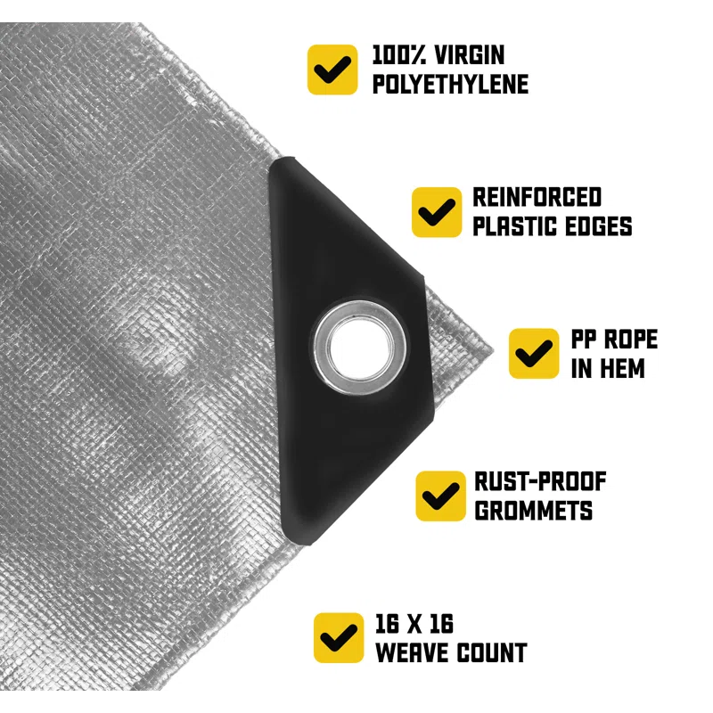 Core Tarps 18 ft. x 24 ft. 5 Mil Heavy Duty Polyethylene Tarp, Waterproof, UV Resistant