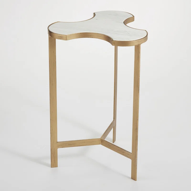 Studio A Home Link Bunching Table-Gold w/White Marble Top