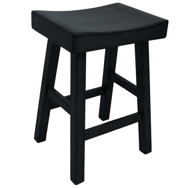 HomeRoots 25" Black Solid Wood Backless Counter Height Bar Chair