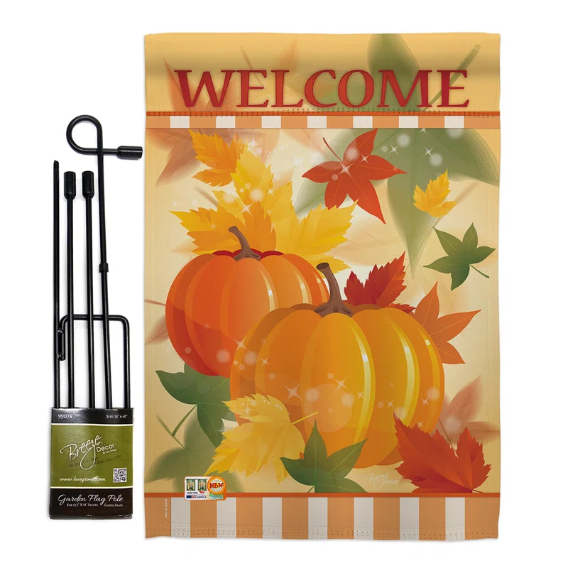 Breeze Decor Double Sided 18.5'' H x 13'' W Burlap Thanksgiving Flag Set