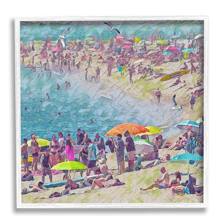 Stupell Industries Ba-094-Framed " Abstract People On Beach " by Steve Hunziker