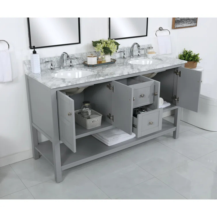 Lark Manor™ Amyra Hoefer 60" Double Bathroom Vanity Set
