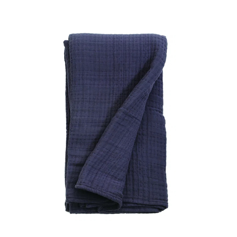 Arrowhead Textured Cotton Blanket by Pom Pom at Home - Slate / Queen