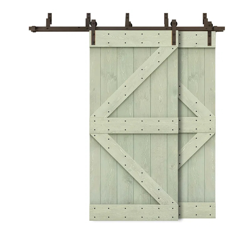 Calhome 84'' Solid Wood Paneled Painted with Installation Hardware Kit Barn Door