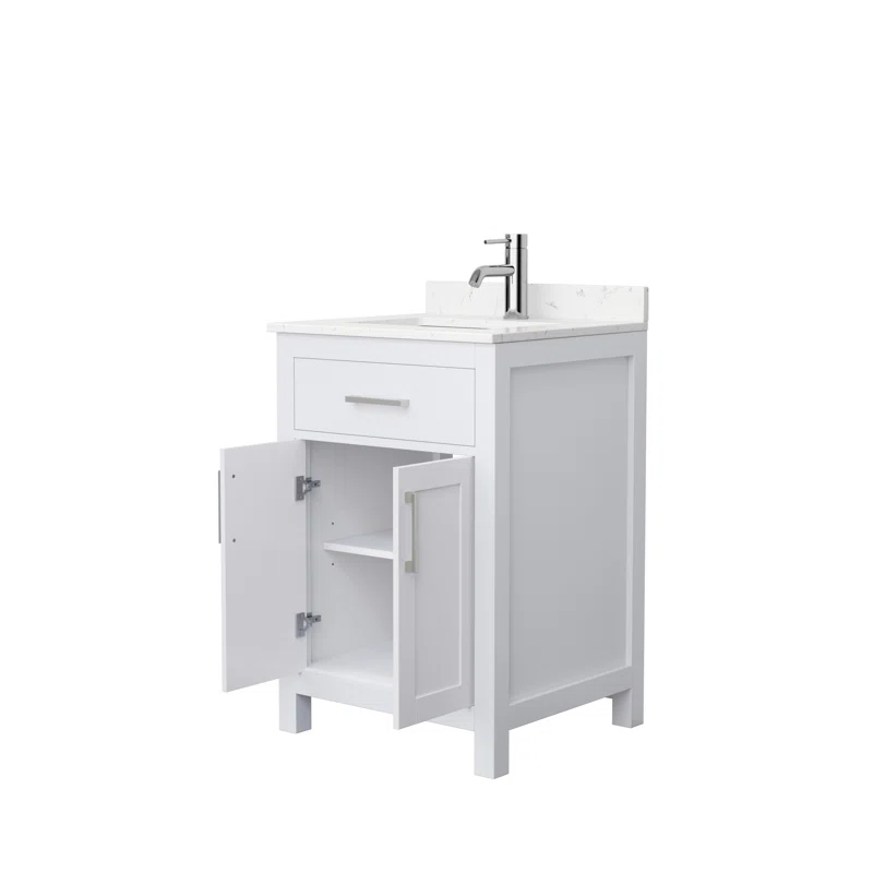 Wyndham Collection Beckett 24" Freestanding Single Bathroom Vanity with Cultured Marble Top