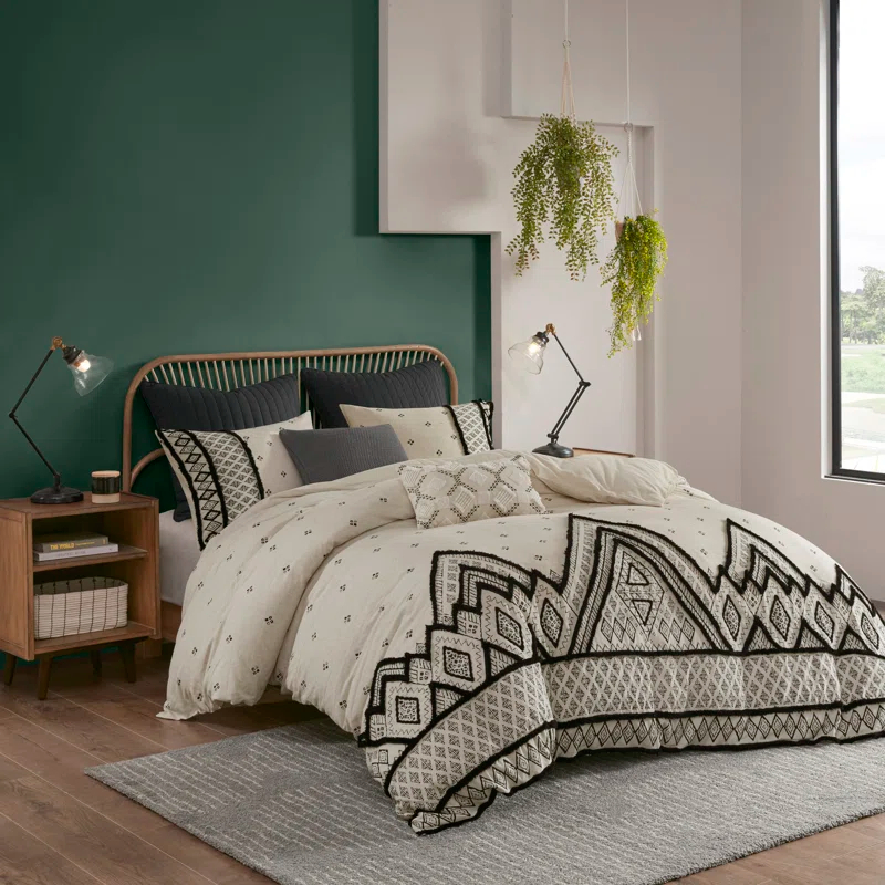 INK+IVY Marta 3 Piece Cotton and Flax Linen Blend Comforter Set
